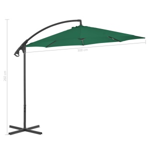 Umbrelă suspendată cu stâlp din oțel, verde, 300 cm - Img 6
