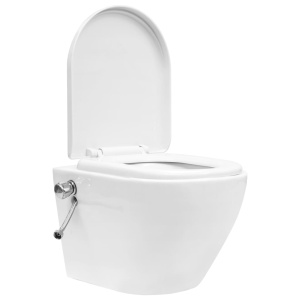 Vas de toaletă suspendat cu rezervor incastrat, alb, ceramică - Img 4