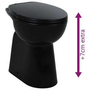 Vas WC fără ramă inchidere silențioasă, + 7 cm, negru, ceramică - Img 9