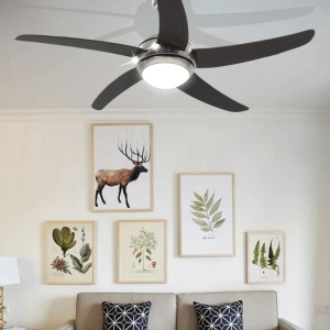 Ventilator tavan decorativ cu iluminare, 128 cm, maro - Img 2