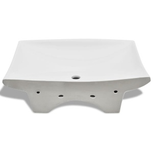 vidasXL Chiuvetă ceramică lux dreptunghiulară preaplin &amp; gaură robinet - Img 6