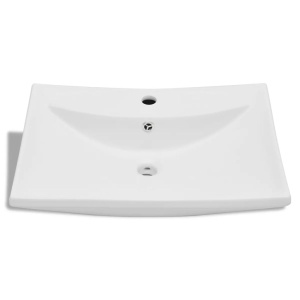 vidasXL Chiuvetă ceramică lux dreptunghiulară preaplin &amp; gaură robinet - Img 8