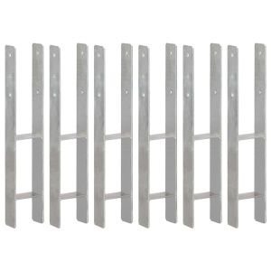 Ancore de gard, 6 buc., argintiu, 10x6x60 cm, oțel galvanizat