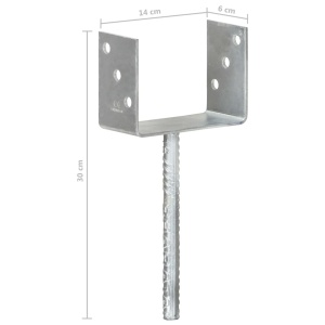 Ancore de gard, 6 buc., argintiu, 14x6x30 cm, oțel galvanizat - Img 6
