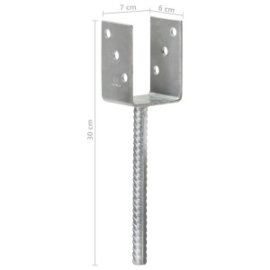 Ancore de gard, 6 buc., argintiu, 7x6x30 cm, oțel galvanizat - Img 6