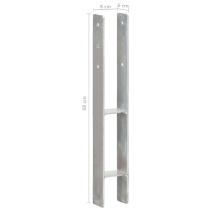 Ancore de gard, 6 buc., argintiu, 8x6x60 cm, oțel galvanizat - Img 6