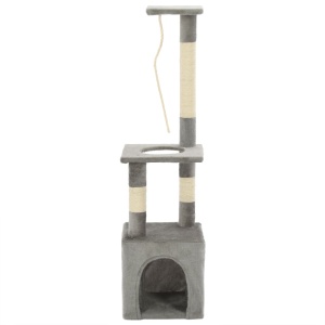 Ansamblu pentru pisici cu stâlpi din funie de sisal, 109 cm gri - Img 2