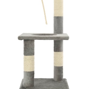 Ansamblu pentru pisici cu stâlpi din funie de sisal, 109 cm gri - Img 5