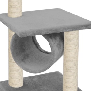Ansamblu pentru pisici cu stâlpi din funie de sisal, 65 cm, gri - Img 4