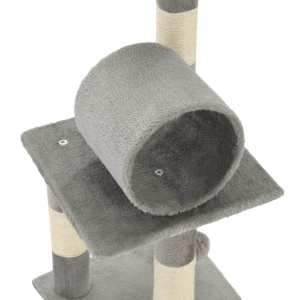 Ansamblu pentru pisici, stâlpi din funie de sisal, 65 cm, gri - Img 5