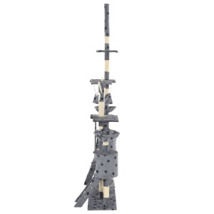 Ansamblu pisici cu funie sisal, 230-250cm, imprimeu lăbuțe, gri - Img 4