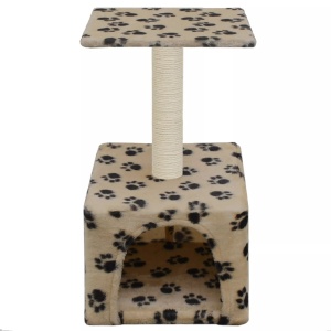 Ansamblu pisici, stâlpi funie sisal 55 cm, imprimeu lăbuțe, bej - Img 2
