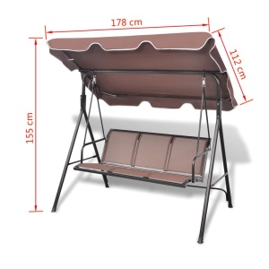 Balansoar de grădină cu copertină, cafeniu - Img 5