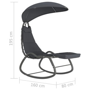 Balansoar de grădină, gri, 160 x 80 x 195 cm, material textil - Img 6