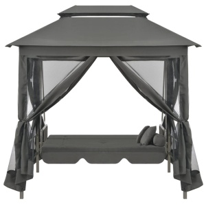 Balansoar extensibil cu copertină antracit 220x160x240 cm oțel - Img 5
