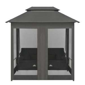 Balansoar extensibil cu copertină antracit 220x160x240 cm oțel - Img 8