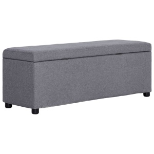 Bancă, compartiment de depozitare, gri deschis 116 cm poliester - Img 5