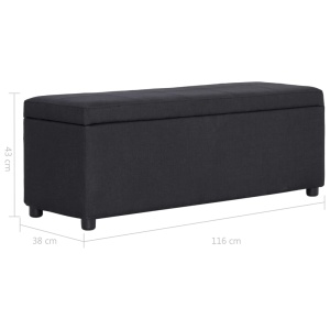 Bancă cu compartiment de depozitare, negru, 116 cm, poliester - Img 7