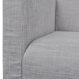 Bancă cu perne căptușite, textil, lemn de hevea, gri deschis - Img 2