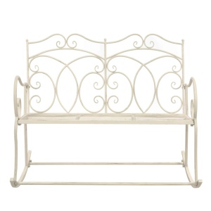 Bancă de grădină, alb vintage, 104 cm, fier - Img 2