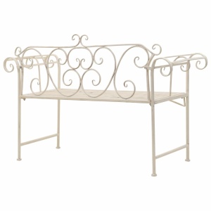 Bancă de grădină, alb vintage, 132 cm, metal - Img 4