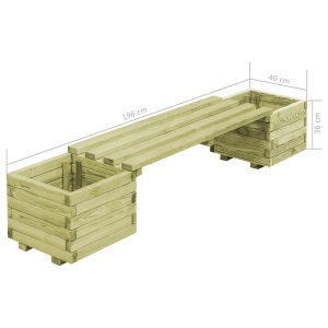 Bancă de grădină cu jardiniere, lemn de pin tratat - Img 5