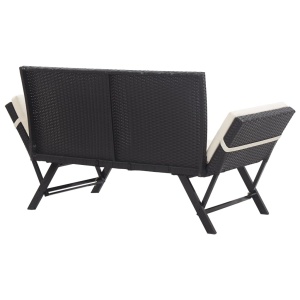 Bancă de grădină cu perne, negru, 176 cm, poliratan - Img 4