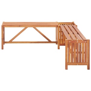 Bancă de grădină de colț cu jardinieră, 117x117x40 cm, acacia - Img 2