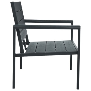Bancă de grădină, gri, 120 cm, HDPE, aspect de lemn - Img 3