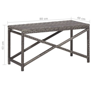 Bancă de grădină, gri, 80 cm, poliratan - Img 5