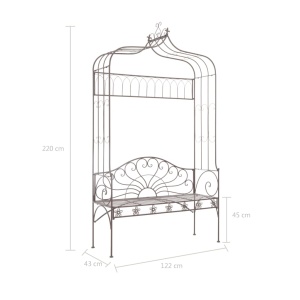 Bancă de grădină, maro vintage, 122 cm, fier - Img 5