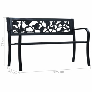 Bancă de grădină, negru, 125 cm, oțel - Img 6