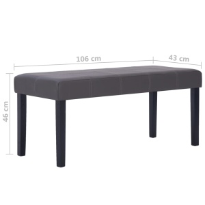 Bancă, gri, 106 cm, piele artificială - Img 6