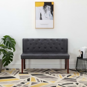 Bancă, gri, 120 cm, velur ecologic