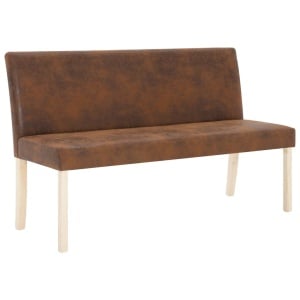 Bancă, maro, 139,5 cm, piele intoarsă ecologică - Img 2