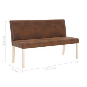 Bancă, maro, 139,5 cm, piele intoarsă ecologică - Img 7