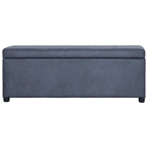 Banchetă cu depozitare, gri, 116 cm, piele intoarsă ecologică - Img 3