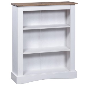 Bibliotecă 3 rafturi stil mexican Corona, alb 81x29x100 cm, pin
