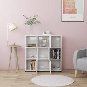 Bibliotecă, alb extralucios, 90 x 30 x 90 cm, PAL - Img 3