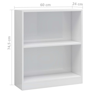 Bibliotecă, alb lucios, 60 x 24 x 74,5 cm, PAL - Img 5