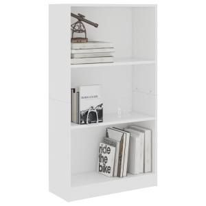 Bibliotecă cu 3 rafturi, alb, 60 x 24 x 108 cm, PAL - Img 3