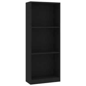 Bibliotecă cu 3 rafturi, negru, 40 x 24 x 108 cm, PAL - Img 2