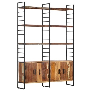 Bibliotecă cu 4 rafturi, 124 x 30 x 180 cm, lemn masiv reciclat
