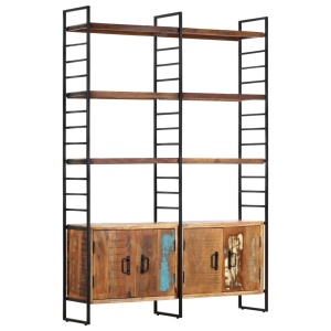 Bibliotecă cu 4 rafturi, 124 x 30 x 180 cm, lemn masiv reciclat - Img 10