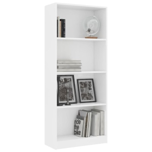 Bibliotecă cu 4 rafturi, alb, 60 x 24 x 142 cm, PAL - Img 3