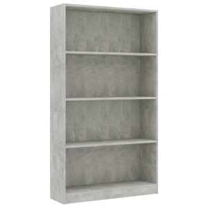 Bibliotecă cu 4 rafturi, gri beton, 80 x 24 x 142 cm, PAL - Img 2