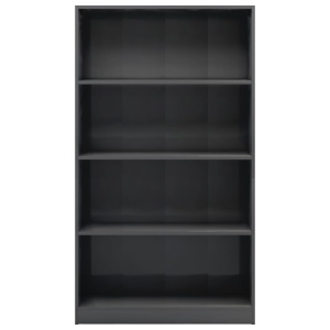 Bibliotecă cu 4 rafturi, gri extralucios, 80 x 24 x 142 cm, PAL - Img 4