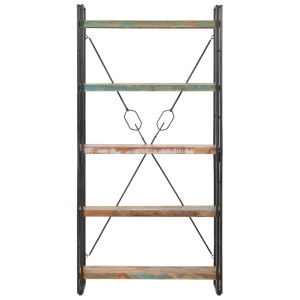 Bibliotecă cu 5 rafturi, 90 x 30 x 180 cm, lemn masiv reciclat - Img 2