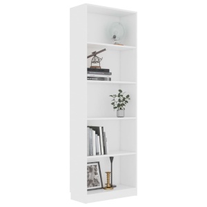 Bibliotecă cu 5 rafturi, alb, 60 x 24 x 175 cm, PAL - Img 3
