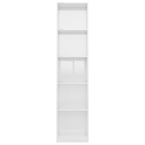 Bibliotecă cu 5 rafturi, alb lucios, 40 x 24 x 175 cm, PAL - Img 4